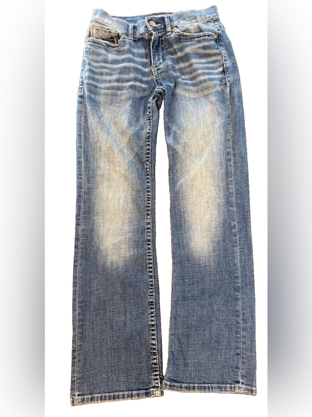 BKE Aiden Low Rise Bootleg Jeans Womens 28 Y2K Whiskered Western Stretch